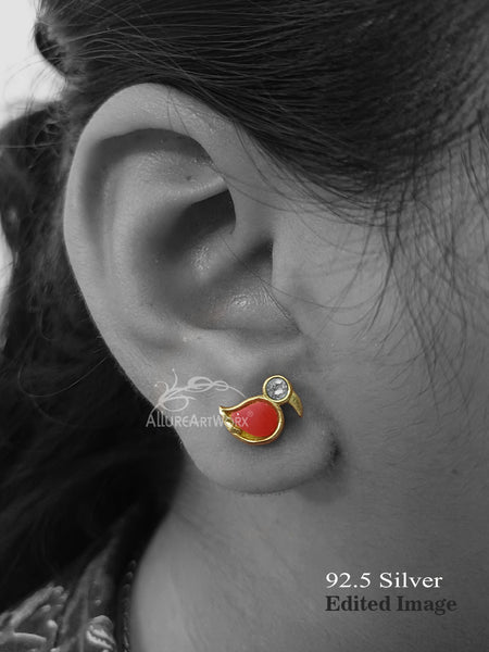 Jena Silver Earrings(coral)