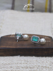Pearl Earrings(bluish sea green)